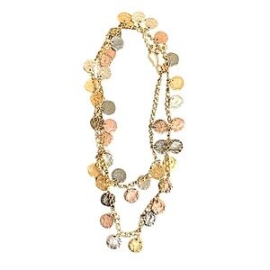 Kenneth Jay Lane KJL Vintage Gold Plated Long Coin Disc Necklace Gift Ready